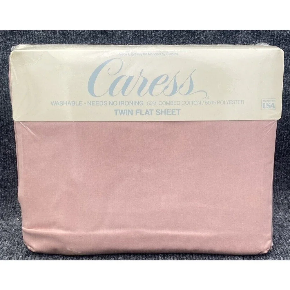 Vintage Mervyns Caress Twin Flat Sheet Pink Rosebud Percale NOS New Sealed USA